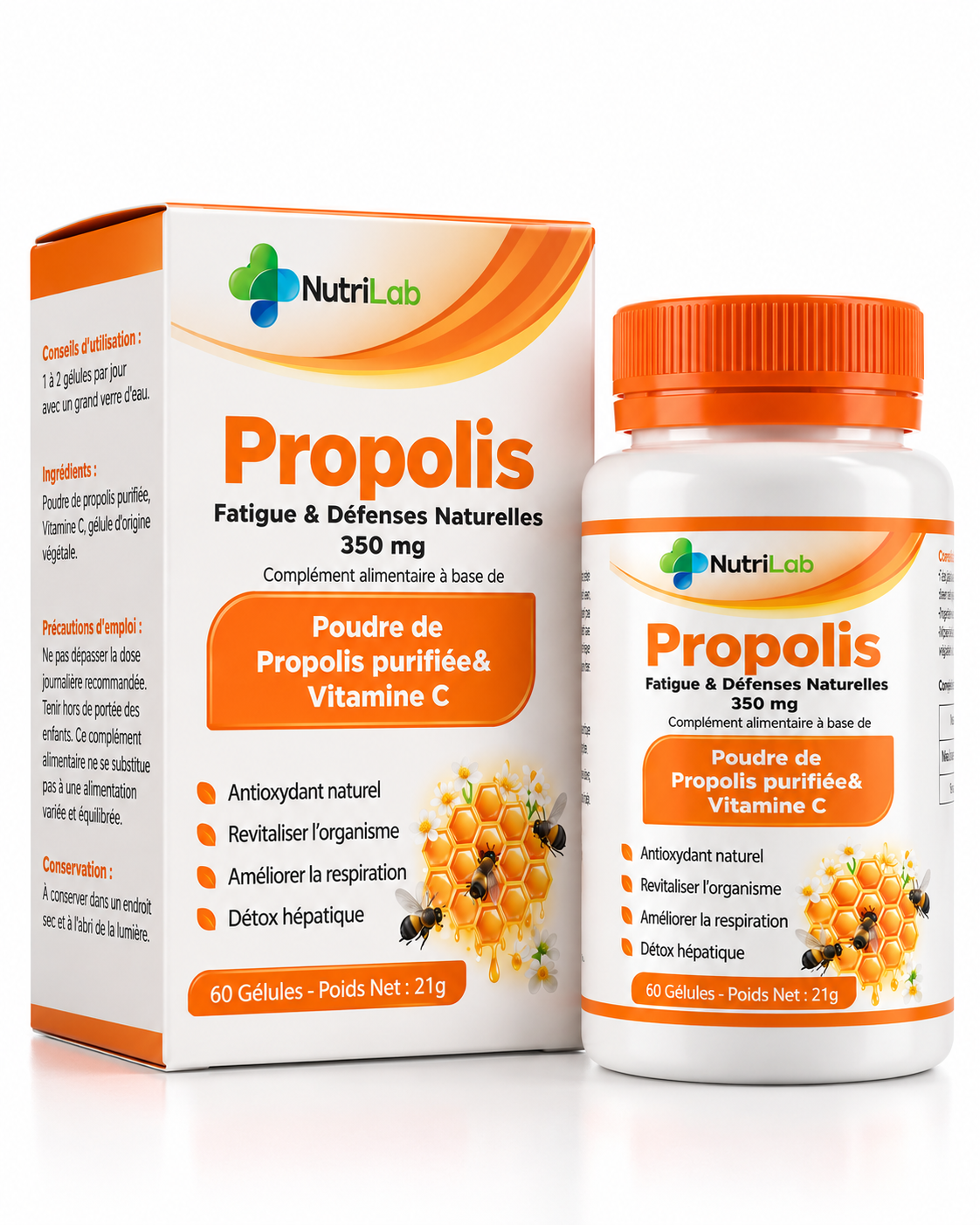Propolis 350 mg & Vitamine C – Défenses Naturelles & Vitalité | NutriLab